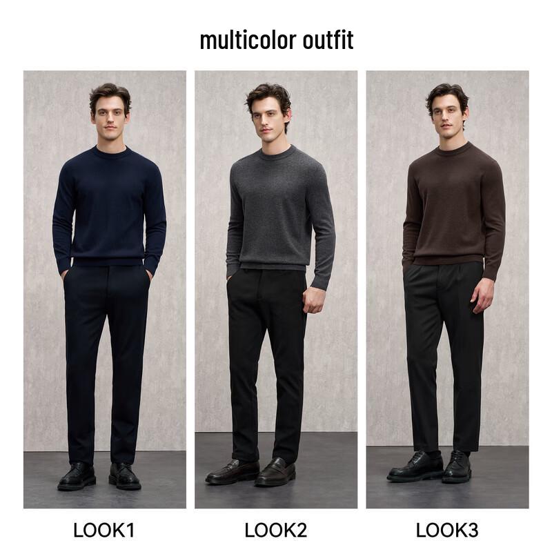 EMZ Men's Wool & Cashmere Blend Round Neck Sweater
