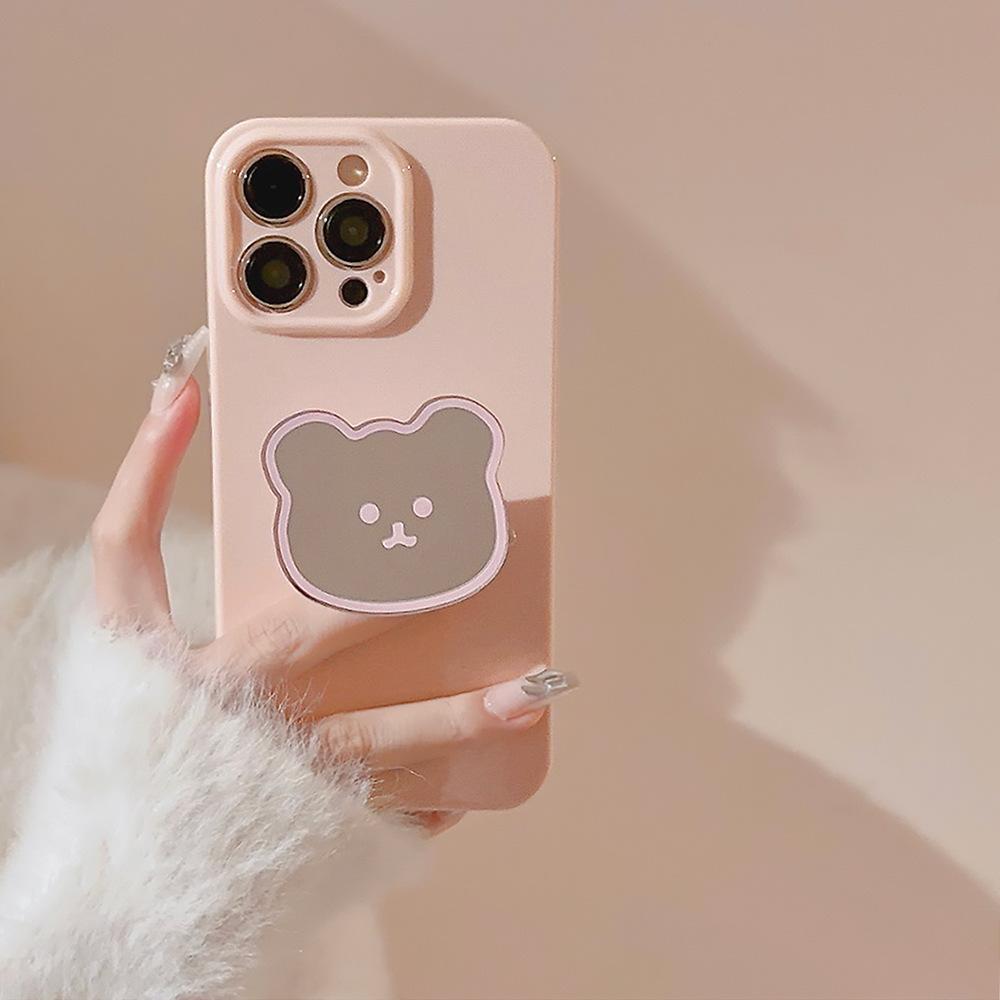 Simple Bear Mirror Bracket Iphone13 Suitable for 16promax IPhone Case 11 Cute 12 Silicone 15