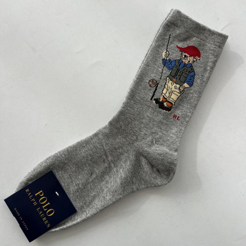 Trendy Mid-Calf Women's Cotton Socks - Four Seasons Style with Cartoon Little Bear Design