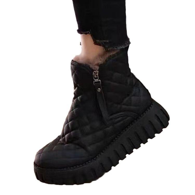 Snow boots 22 years old new winter velvet thickened cotton shoes thick sole non-slip fur integrated short boots