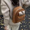 Leopard Print Large-Capacity Woolen Backpack Autumn And Winter Elementary School Bag Children'S Backpack Tide