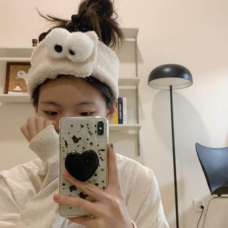 Cute Big Eyes Headband Female Face Wash Mask Headband Autumn And Winter Plush Hair Band Soft Waxy Confinement Headband Headband Headdress