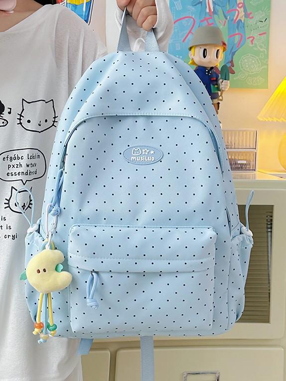 Polka Dot Cute Japanese Backpack for Elementary & Junior High Students - Durable Double Shoulder School Bag