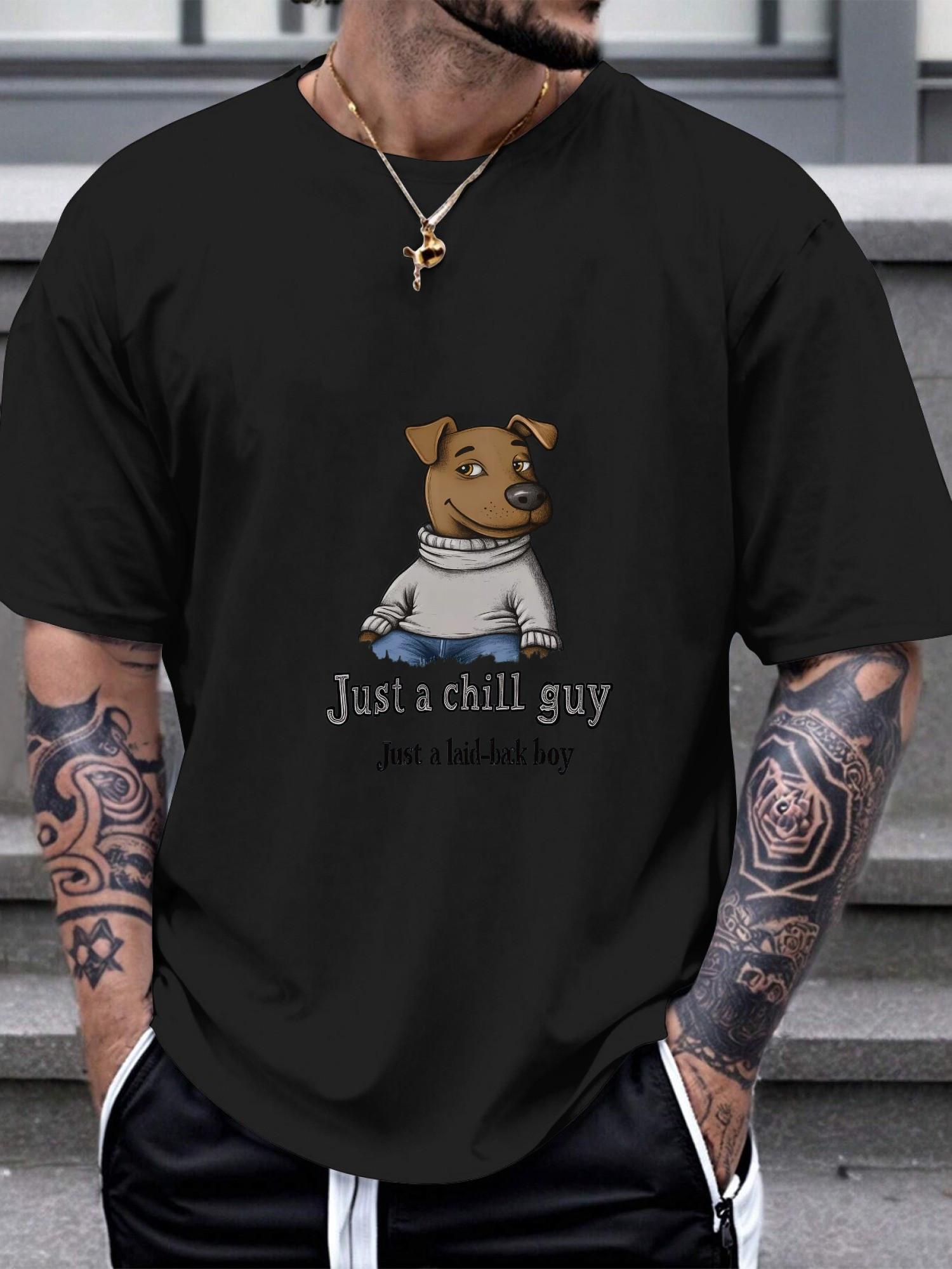 1pc  Just a Chill Guy  Graphic T-shirt - Cotton XXXXL