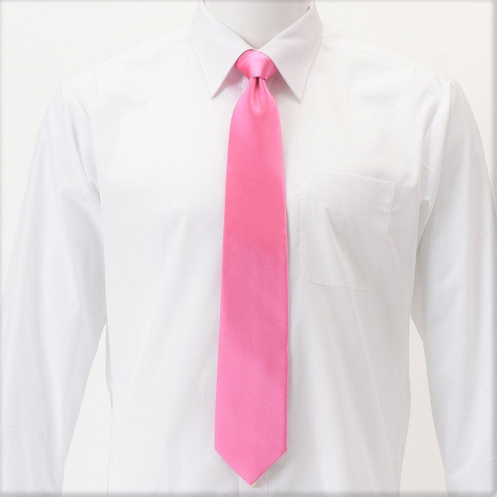 [ao-LABEL] Brand Silk Glossy Tie, 8cm Wide, Available In 30 Colors, Stylish Men's Tie, Business & Party Wear, Solid Color, Light Pink (Cherry Blossom