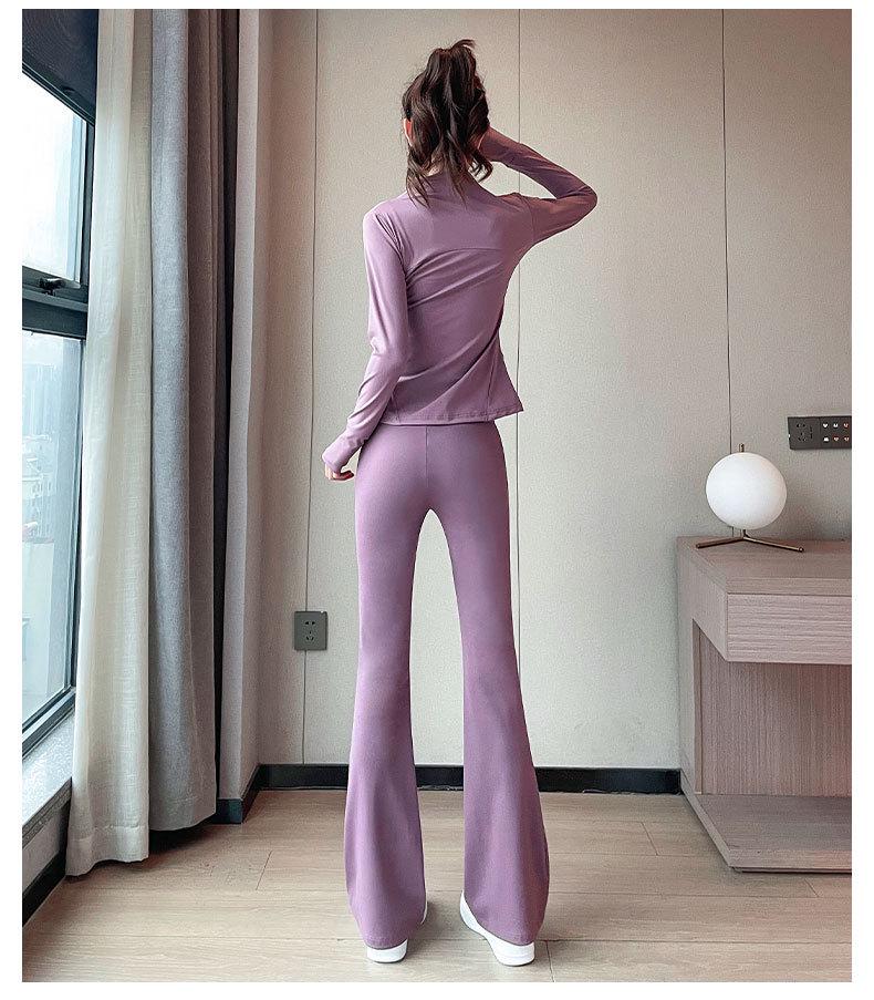 Women's High-Waisted Micro-Flare Athletic Pants for Fall – Leg-Lengthening Nude-Fit for Yoga, Tennis & Running