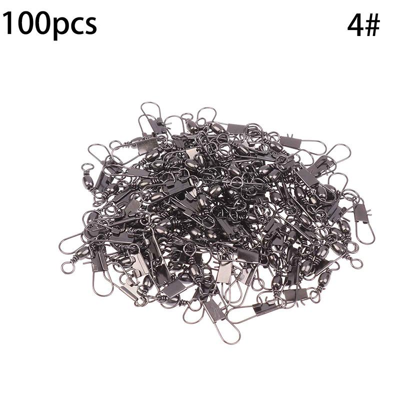 5 Size 100Pcs/Pack Swivels Fishing Connector Pin Bearing Rolling Swivel Snap Fastlock Clips Fishhook Fishing Tackle