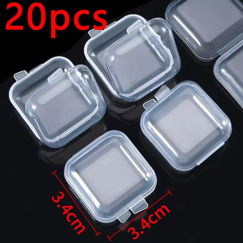 5/20PCS 3.5*3.5*2cm Small Plastic Storage Box for Jewelry Beads Earring Jewelry Container Transparent Square Box Case Contain
