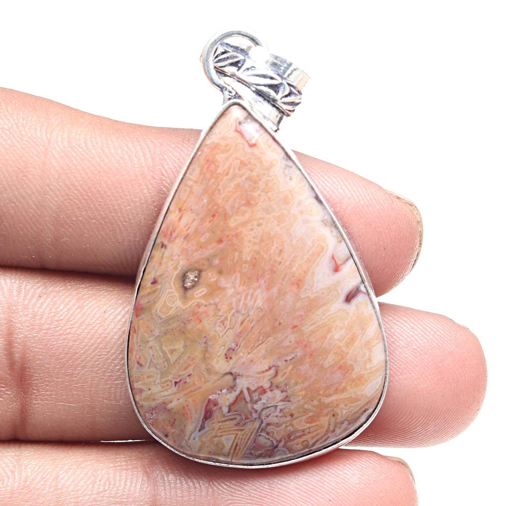 Pendant Stick Agate Gemstone Handmade Gift For Her Silver Jewelry 2.25"