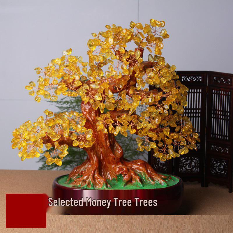 Golden Citrine Feng Shui Wealth Tree Ornament - Luck & Prosperity Gift Citrine Wealth Tree