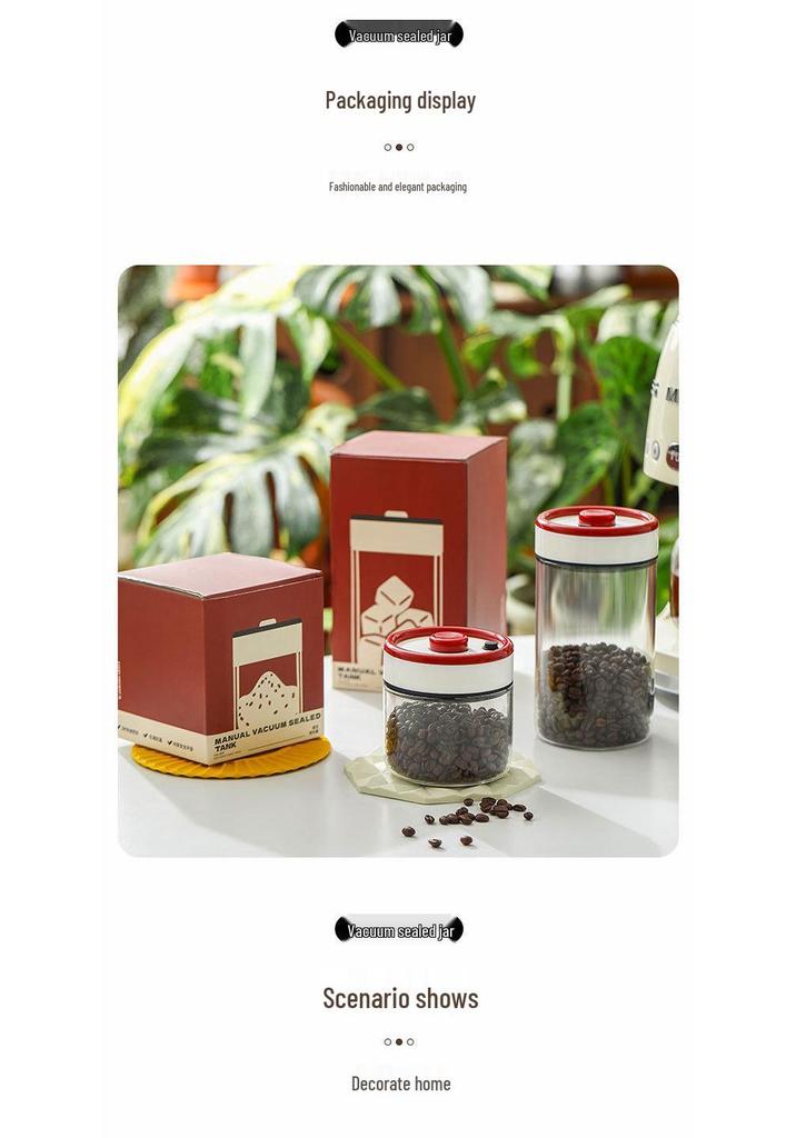 Sealed Vacuum Glass Jar for Coffee and Tea Storage