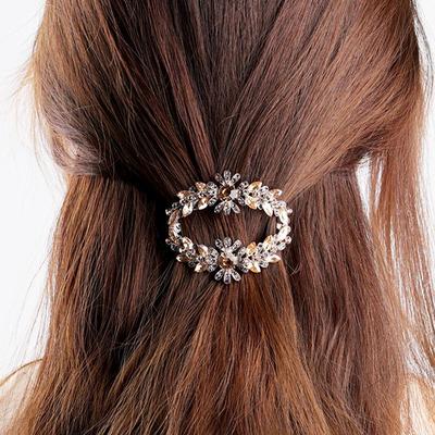 Pinza para el pelo de flor de cristal coreana - Elegante pinza de resorte hueca