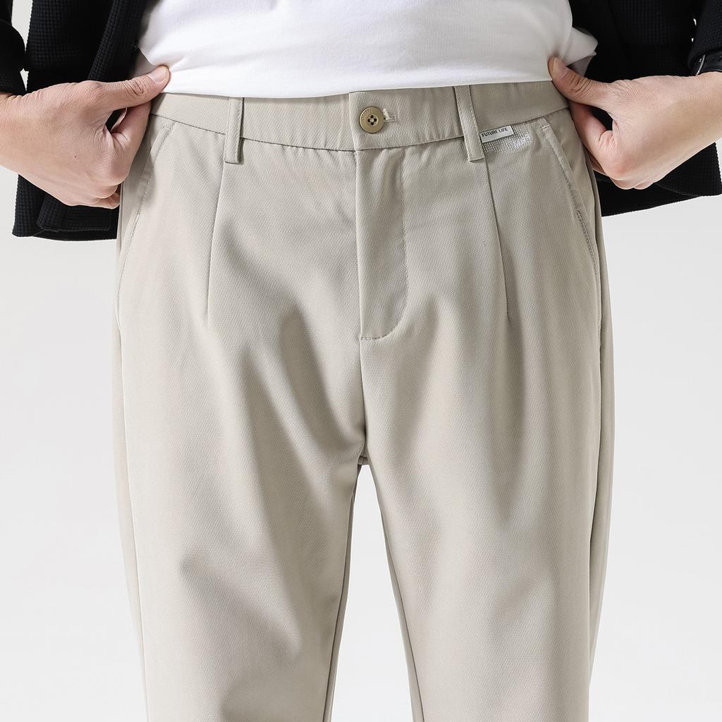 Anti wrinkle copper ammonia silk spring new casual pants for men, loose and versatile straight leg tapered pants
