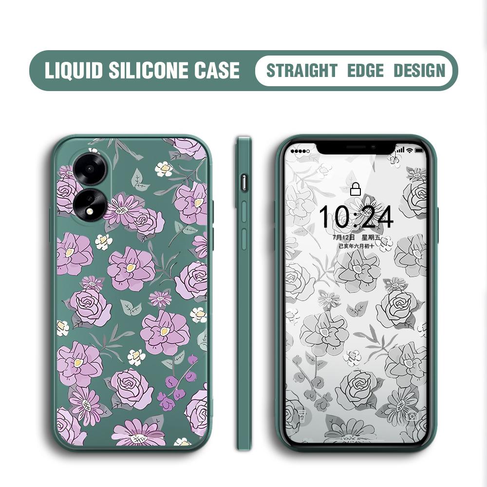 For OPPO A60 A18 A38 A52 A53 A96 A76 A36 A78 A98 Realme C30 C31 C33 C35 C55 C65 C67 Full Lens Protect Beautiful Flowers Pattern Soft Phone Case
