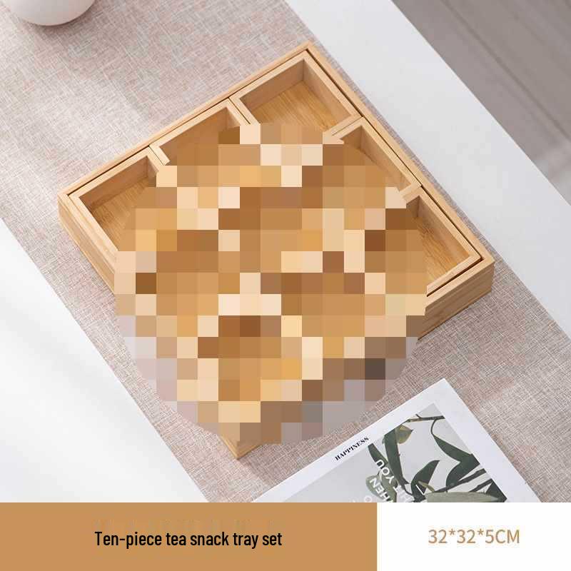 Wooden Multi-Compartment Tea Tray & Snack Plate