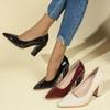 New Square Heels Pumps Women Shoes Official Leisure Super Big Size High Heels Women Patent Leather Sexy Wedding Party Shoes