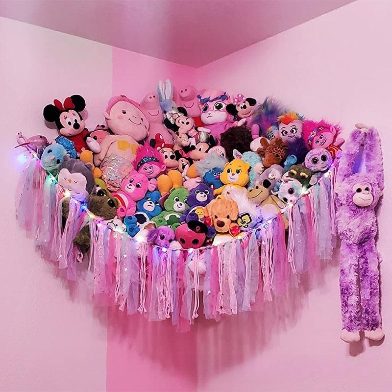 1PC Streamer Triangular Toy Mesh Pocket, Toy Storage Hammock, Bedroom Corner Toy Doll Storage Net