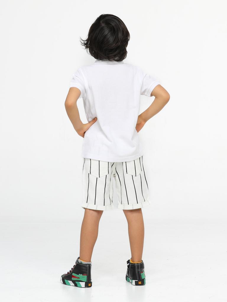 Pantaloni scurți din Gabardin în dungi