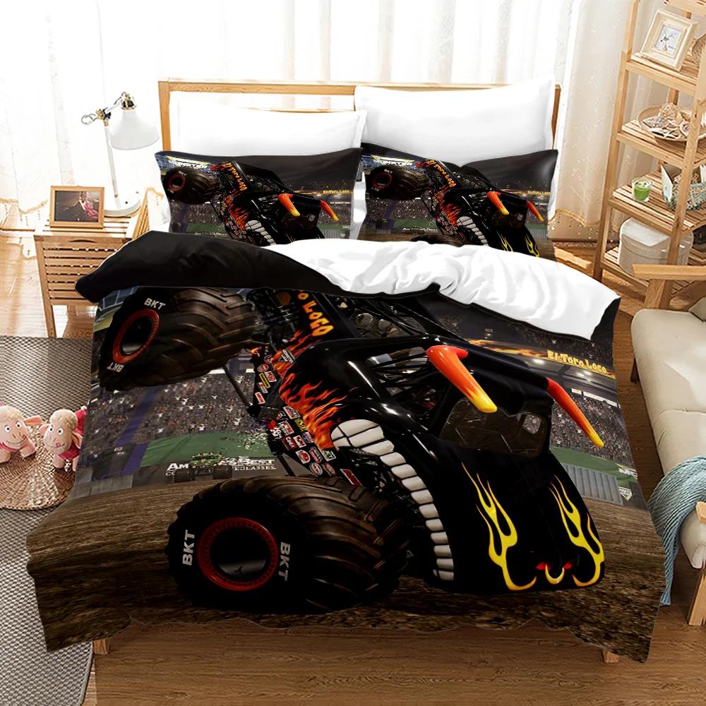 M-Monster Jam Bedding Set Single/Twin/Full/Queen/King Size Monster Jam F-F1 Bed Set Aldult Kid Bedroom Duvetcover Sets 3D Anime