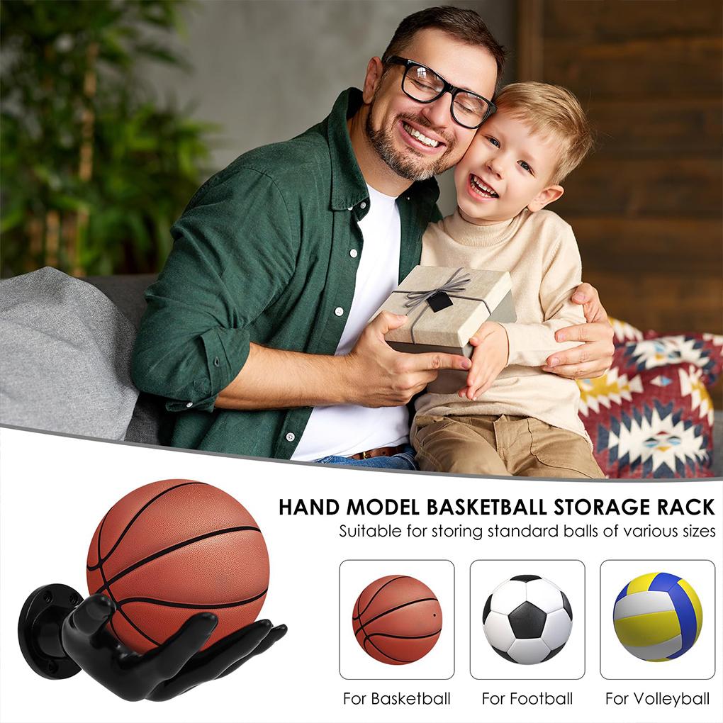 2piece Black Hand Sculpture Basketball Football Wall Holder Space Saving Storage Rack Ball Storage
