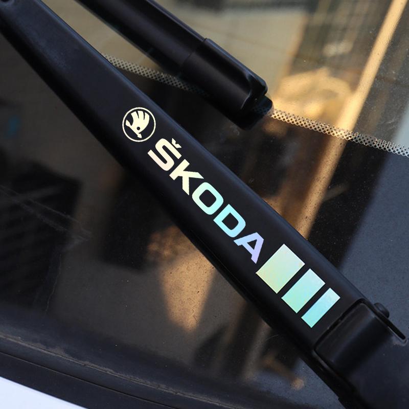 AAAJI1 4 Car Stickers, Window Wiper Decorative Stickers, Laser Waterproof, Suitable for Skoda Octavia Superb Rapid Kodiaya Kroya Fabia