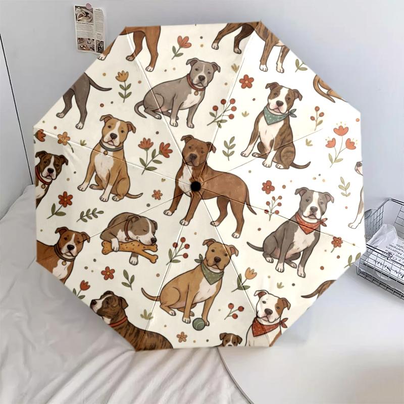 1 PC Automatic Folding Umbrella - Cute Dog Pattern, Portable & Foldable Design with 8 Ribs, Christmas Birthday Gifts