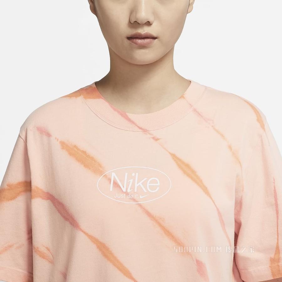 Nike Sportswear Gradient Logo Comfortable Moisture-Wicking Ultra-Light Breathable Stretch Loose Knit Crew Neck Short Sleeve T-Shirt DQ3142-800