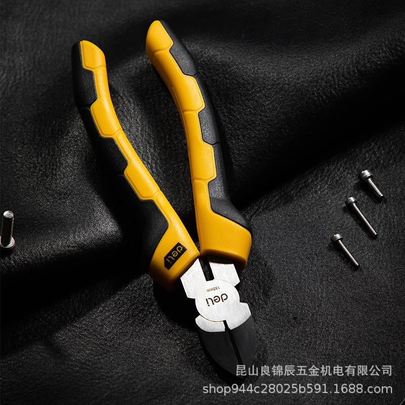 Deli Tools 6/7 Inch Angled Wire Stripping Pliers - Industrial Grade Electrician Cutters (DL0201 02)