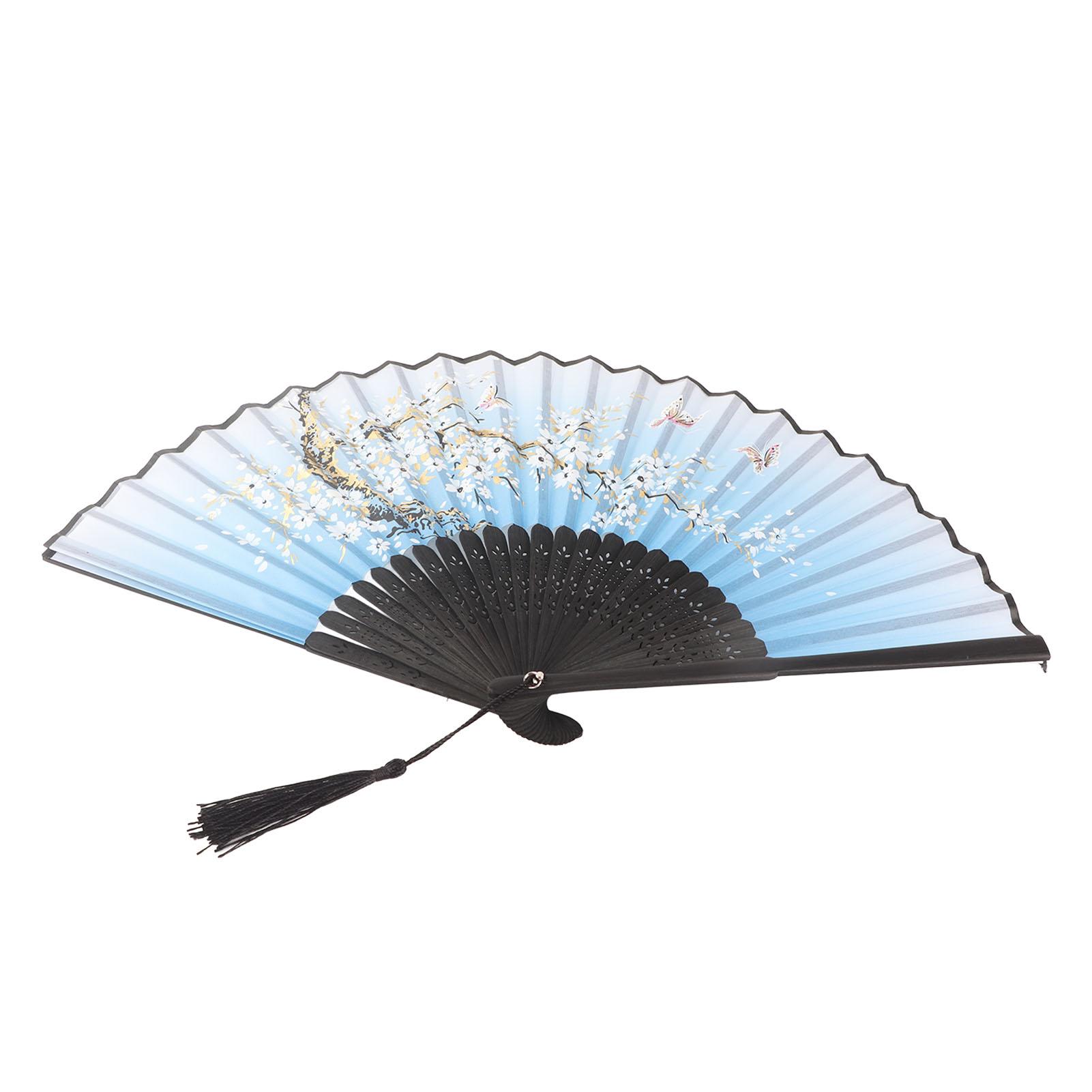 

Складной ручной веер, подарок для свадебной вечеринки, танцевальный реквизит, украшение для дома и офиса Blue