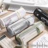 Dual-Use Transparent Mesh Pencil Case: Large Capacity, Detachable Holder for Students