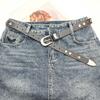 Black Rivet Waistband PU Leather Dress Jeans Belt Fashion Y2K Waist Belt  Spicy Girls