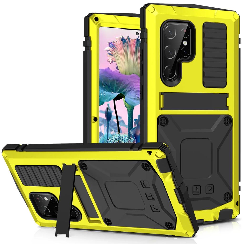 Case for Samsung S26 S25 Edge S23 S24 S21 Ultra S20 Plus Heavy Duty Metal Aluminum Shockproof Cover Screen Protector Kickstand