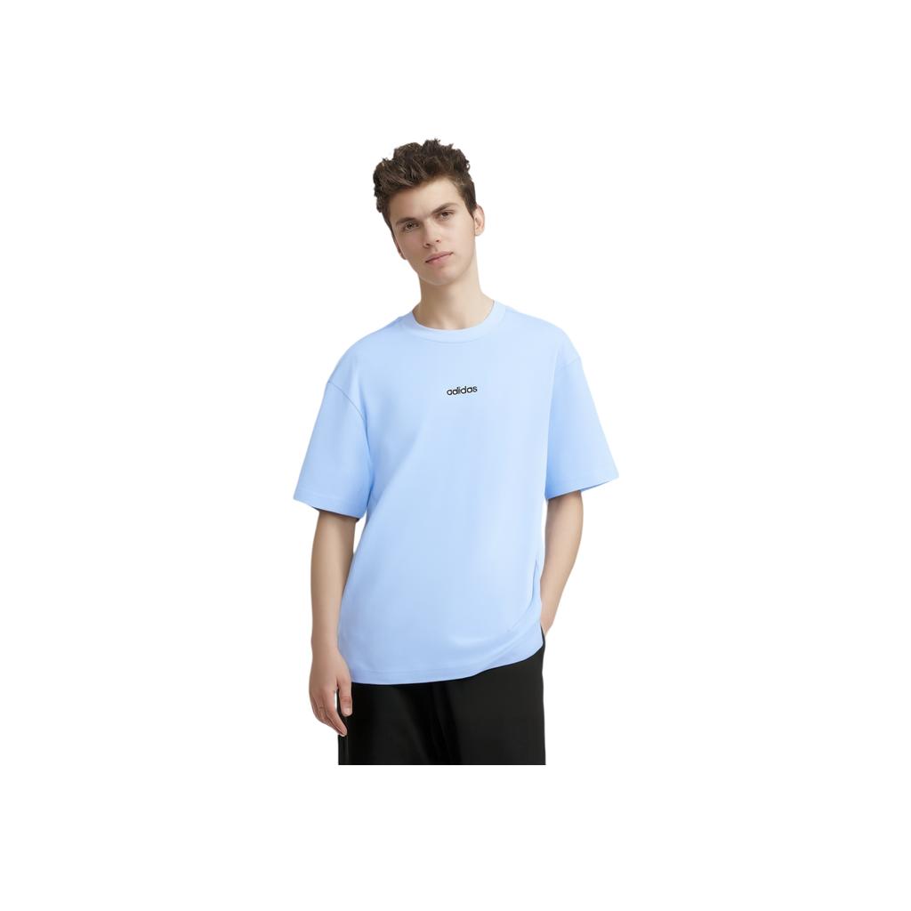 Adidas Minimalist Pullover Comfortable Short Sleeve Nautical Round Neck T-Shirt Men T-Shirts Sky-Blue KB9468