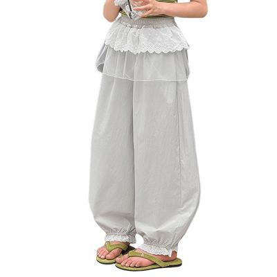 Fuluomi Mädchen Sommer Spitze Weite Beine Lässige Hosen