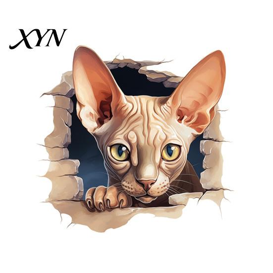 Toilet Lid Decoration Broken Wall Cat Sticker, Peel And Stick Decor PVC Bathroom Decal Decal, Removable Waterproof Sticker for