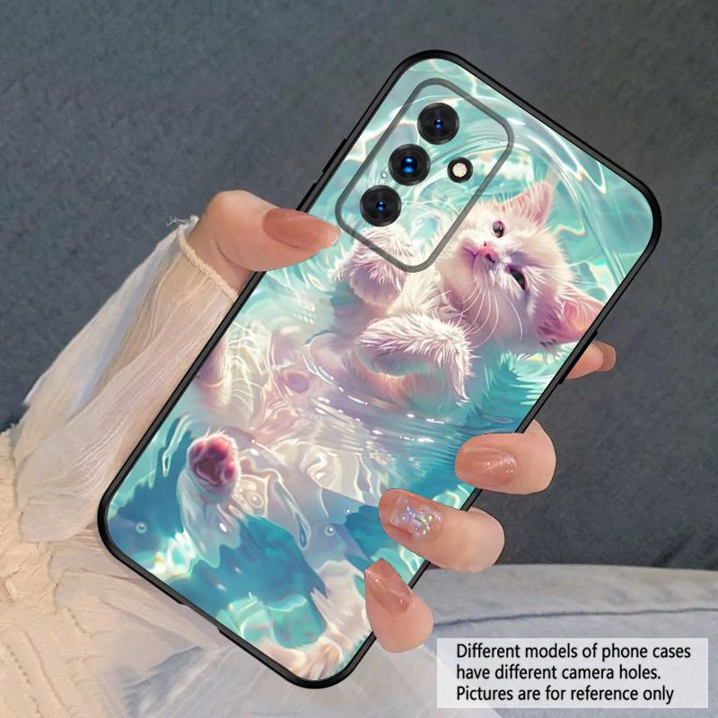 Cat In the Water For Samsung S20FE S 21 22 23 FE 24 Plus 25 Ultra Galaxy M23 32 34 35 52 53 54 55 5G Silicone Soft Phone Case