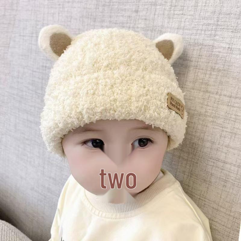 Winter Plush Korean-Style Knitted Baby Hat with Ear Protection for Boys and Girls