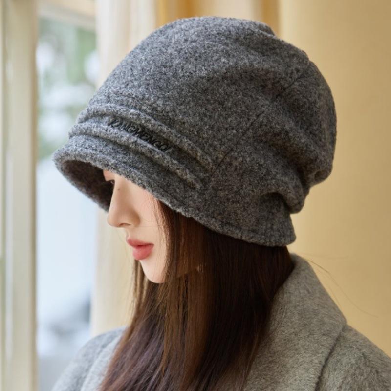 Hat Women's big head circumference stacking hat New autumn and winter warm headhat Thickened foreign style hat