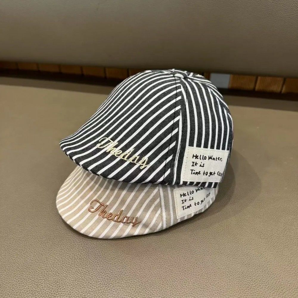 Toddler Boy Striped Beret Cap Adjustable Sun Visor Hat Stylish Casual Newsboy Cap For Spring Autumn Kids Wear