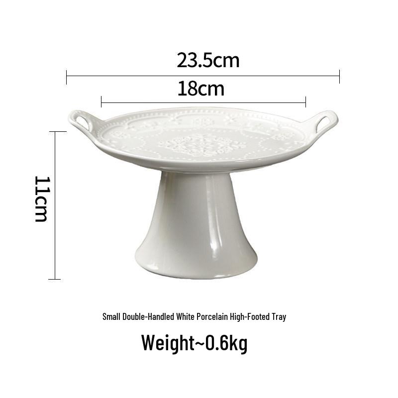 Ceramic Cake Stand with High Foot, Glass Cover & Dessert Plate