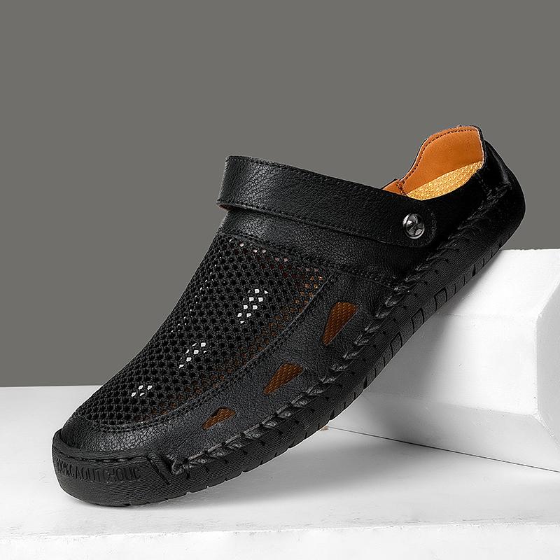 Soft Sole Male Simple Slippers Breathable Mens Summer Sneakers Casual Half Shoes Leisure Walk Half Drag Outdoor Non-Slip Sandals