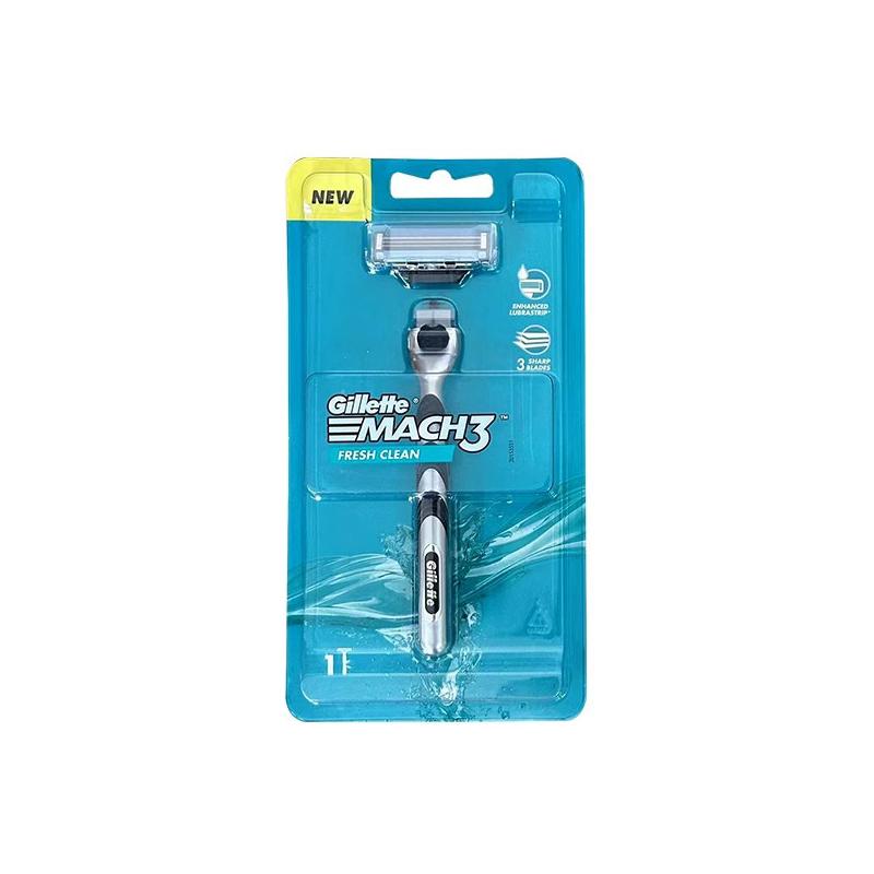 Gillette Mach 3 1 Handle + 5 Razor Heads Classic Safety Razor Blades Straight Shaver for Men