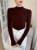 Women's Slim-Fit Cashmere Knit Top - Fashionable Half-High Neck, Casual Versatile Sweater