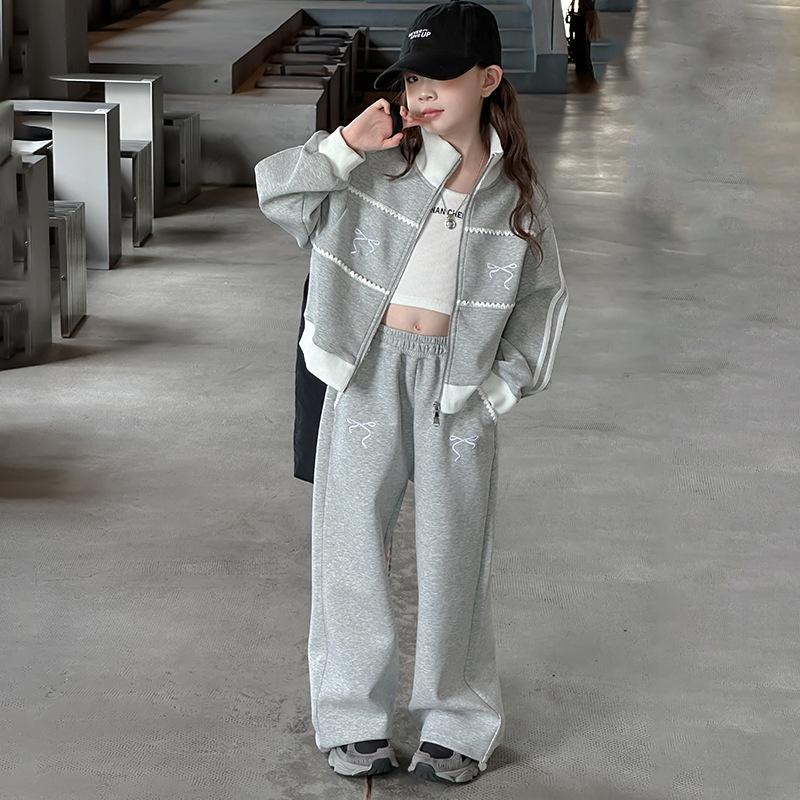 2025 Girls' Fashionable Spring & Autumn Tracksuit: Stylish Jacket for Big Kids