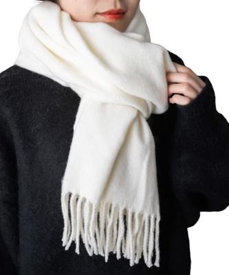 WEGO Unisex Large Checked Solid School Middle High Christmas Size White Scarf/Stole, Color, Uniform, Student, School, School, Adult, Gift, Classic,