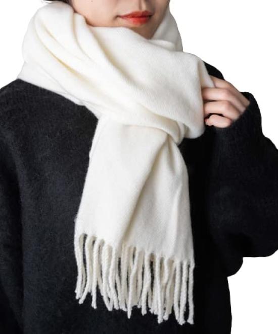 

WEGO Unisex Large Checked Solid School Middle High Christmas Size White Scarf/Stole, Color, Uniform, Student, School, School, Adult, Gift, Classic,