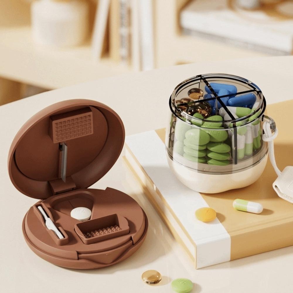 Plastic 4 Grids Pill Box Sealed Travel Pill Container Multi-functional Pill Dispenser  Fish Oil