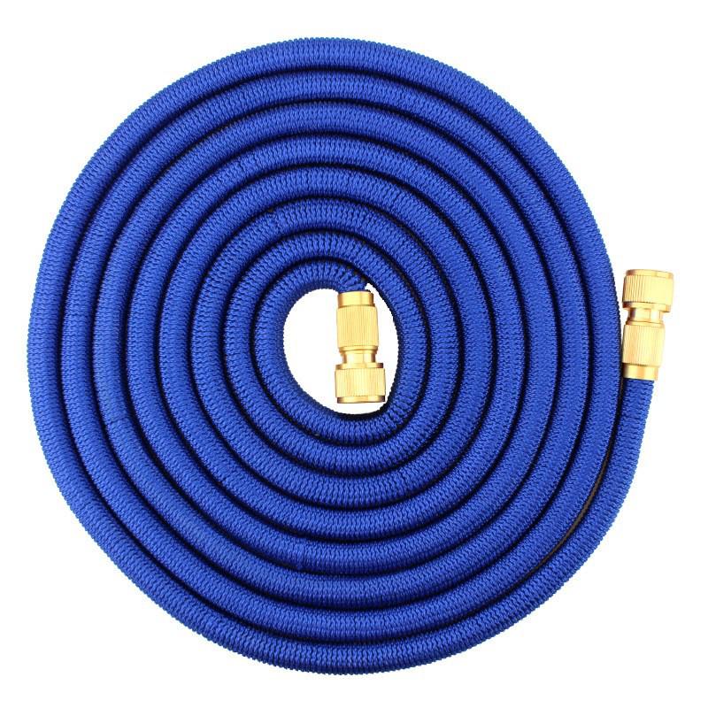 Copper-Plated Telescopic TPE Garden Water Hose for Car Wash, Expands 3x, Blue.