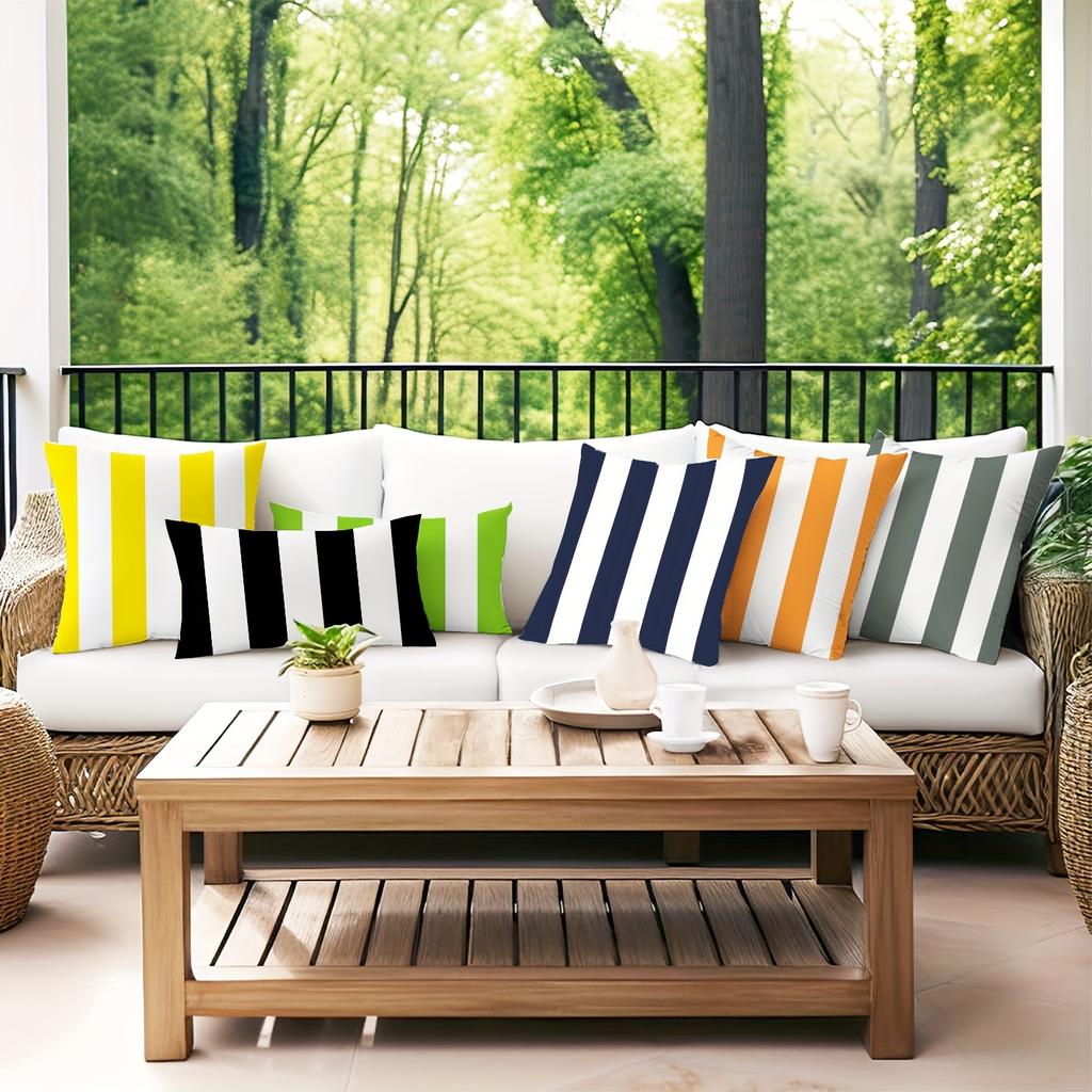 Waterproof Wave Width Bar Cushion Cover 30x50/45x45cm Island Holiday Lifestyle Outdoor Garden Chair Pillow Case Home Decoration