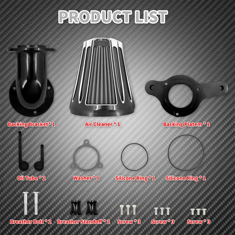 Motorcycle Air Cleaner Filter System Intake Kit Black For Harley Softail Touring Breakout 2018-UP Street Road Glide FLHR FLHT